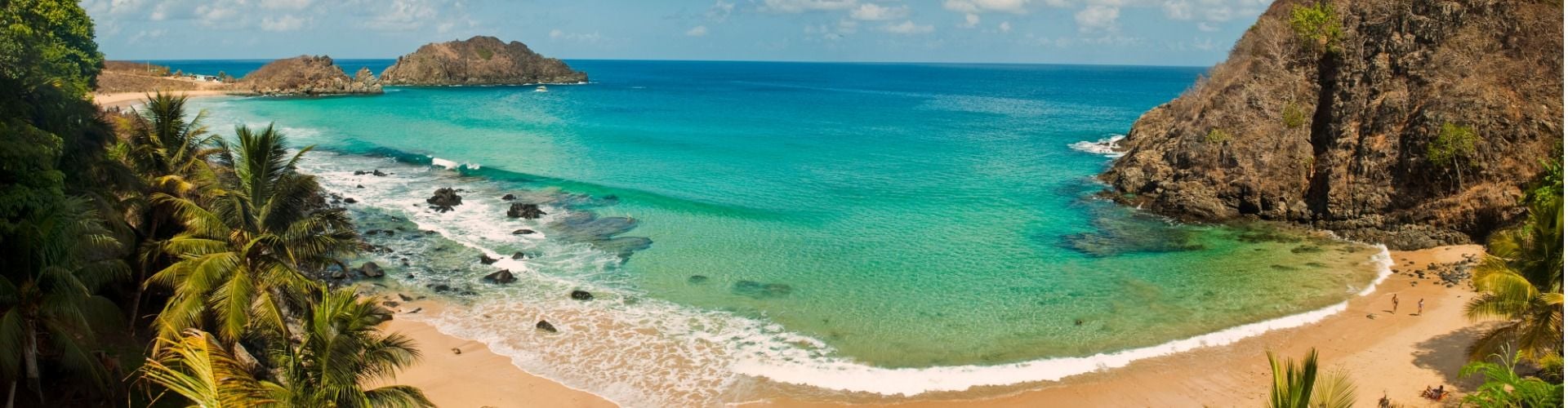 Plaja in Brazilia inconjurata de palmieri si stanci